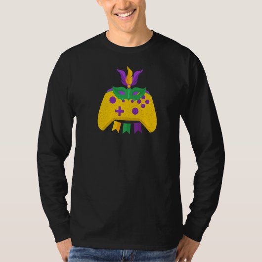 Mardi Gras Carnival Video Game Controller Cajun Fe T-Shirt (Vorderseite)
