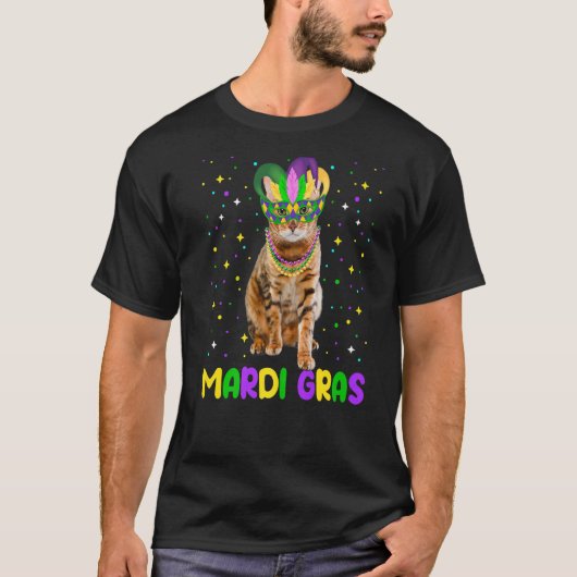 Mardi Gras Carnivals Niedliche Bengalische Katzen T-Shirt (Vorderseite)