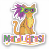 Mardi Gras Cat Aufkleber (Vorderseite)