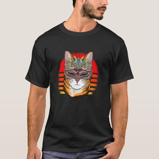 Mardi Gras cat Carnival Mask Cat T-Shirt (Vorderseite)