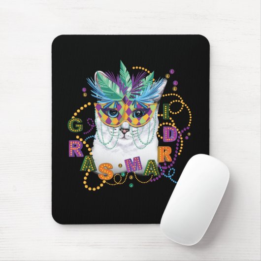 Mardi Gras Cat, Funny Mardi Gras Mousepad (Mit Mouse)