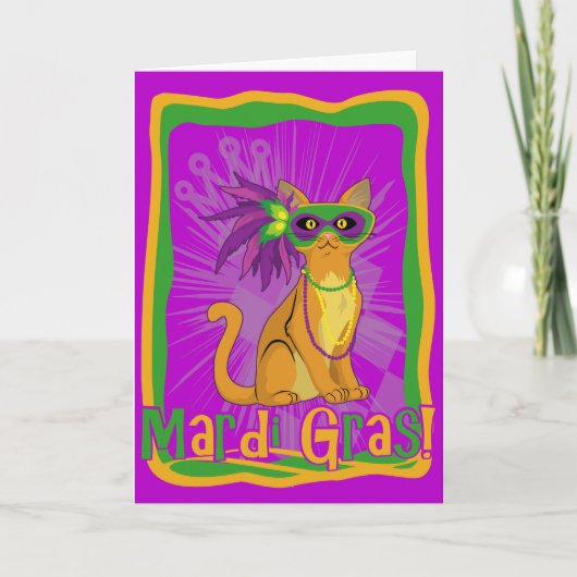 Mardi Gras Cat Karte (Vorderseite)