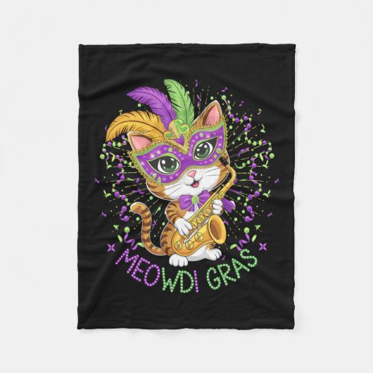 Mardi Gras Cat Lovers Fleecedecke (Vorderseite)