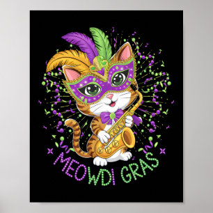 Mardi Gras Cat Lovers Poster