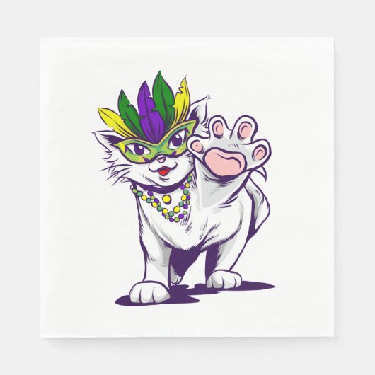 Mardi gras Cat lustiges Kätzchen Serviette (Vorderseite)