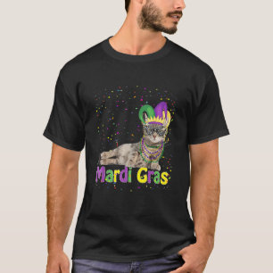 Mardi Gras Cat Mardi Gras Bead Jester Hat Cat T-Shirt