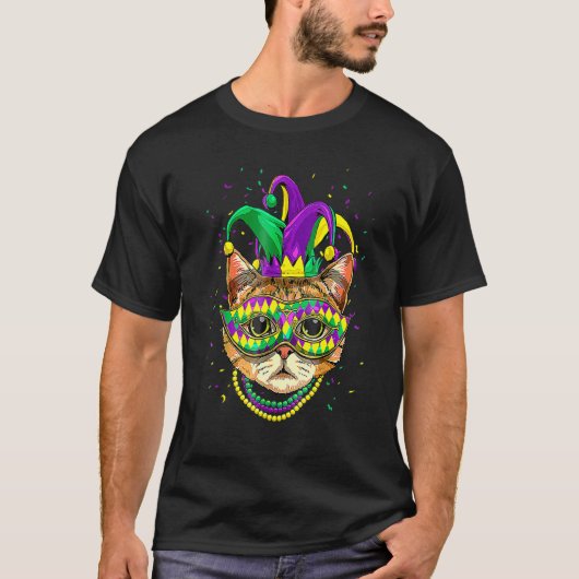 Mardi Gras Cat Mask Funny Carnival Parade Party Ca T-Shirt (Vorderseite)