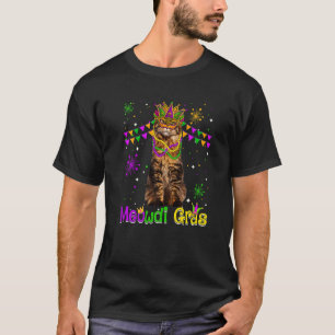 Mardi Gras Cat Niedlich Maine Coon Cat Karneval Ma T-Shirt