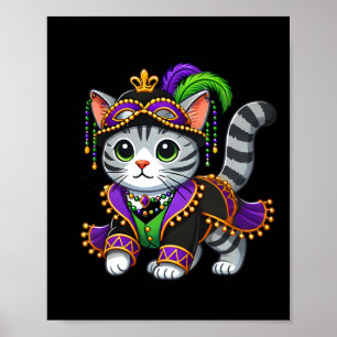 Mardi Gras Cat Poster