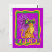Mardi Gras Cat Postkarte (Vorne/Hinten)