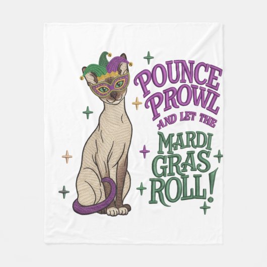 Mardi Gras Cat Pounce Proud Mask Art Fleecedecke (Vorderseite)