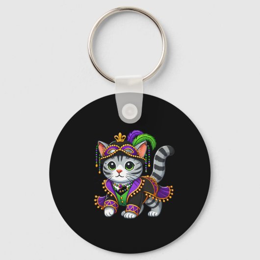 Mardi Gras Cat Schlüsselanhänger (Vorderseite)
