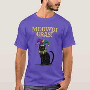 Mardi Gras Cat T - Shirt, Funny Meowdi Gras T-Shir T-Shirt