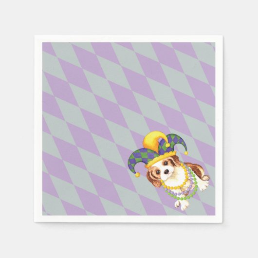 Mardi Gras Cavalier King Charles Spaniel Serviette (Vorderseite)