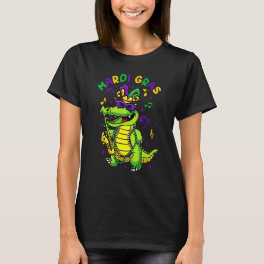 Mardi Gras Celebration Alligator Crocodile Holiday T-Shirt (Vorderseite)