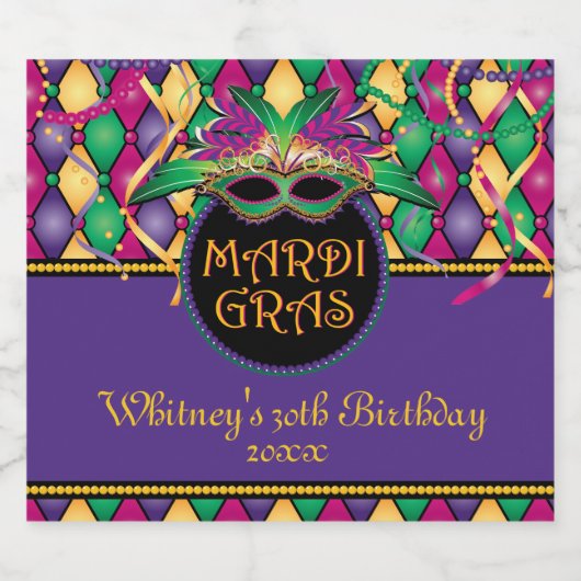 Mardi Gras! Celebration Bierflaschenetikett (Einzelnes Label)