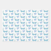 Mardi Gras Celebration Blue Masks Feathers Geschenkpapier Set (Vorderseite 3)
