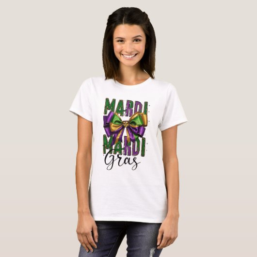 Mardi Gras Celebration Bow T-Shirt (Vorne ganz)
