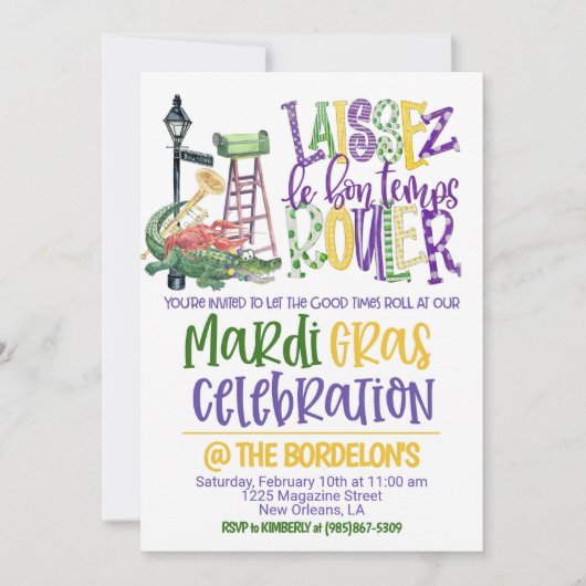 Mardi Gras Celebration Einladung (Vorderseite)