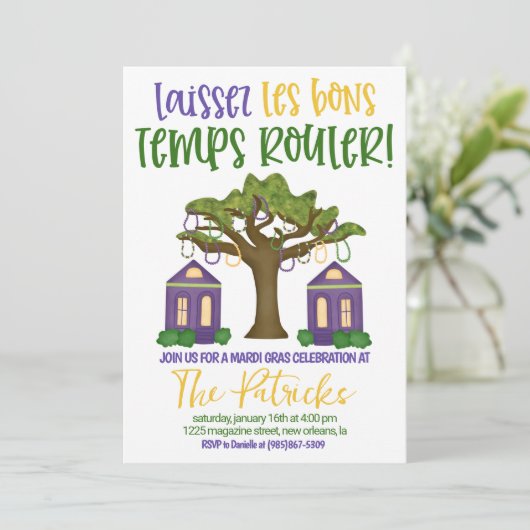 Mardi Gras Celebration Einladung (Stehend Vorderseite)