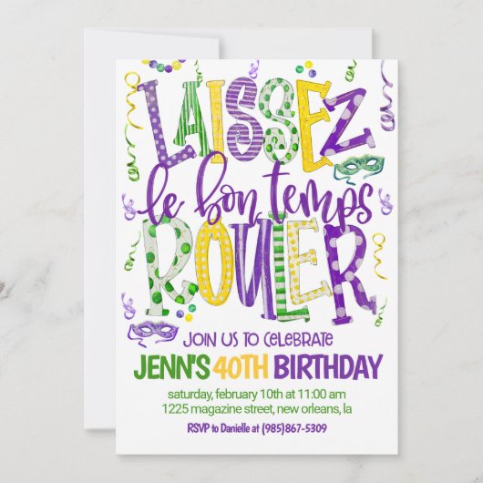 Mardi Gras Celebration Einladung (Vorderseite)