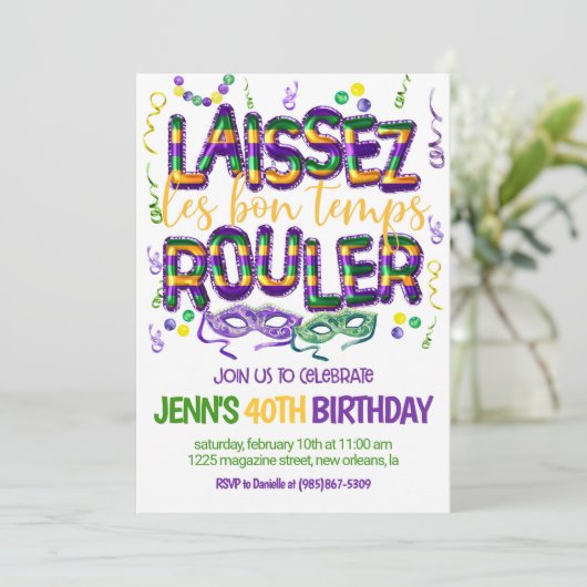 Mardi Gras Celebration Einladung (Stehend Vorderseite)