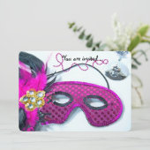 Mardi Gras Celebration Invite Einladung (Stehend Vorderseite)