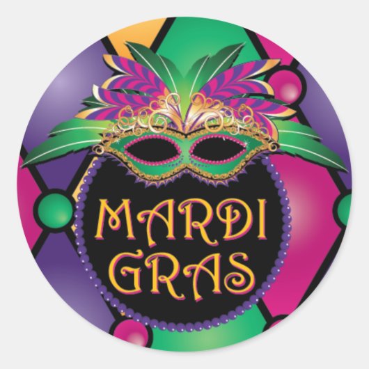 Mardi Gras Celebration Stickers! Runder Aufkleber (Vorderseite)