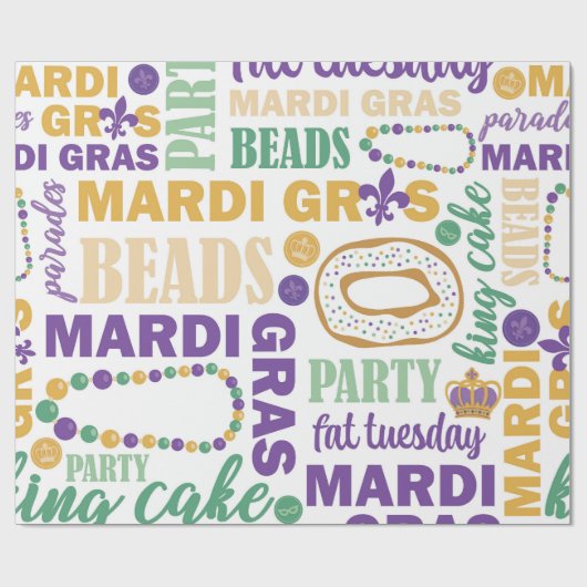 Mardi Gras Celebration Typografie Geschenkpapier (Flach)