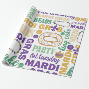 Mardi Gras Celebration Typografie Geschenkpapier
