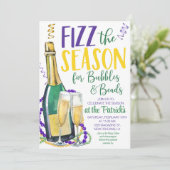 Mardi Gras Champagne Einladung (Stehend Vorderseite)