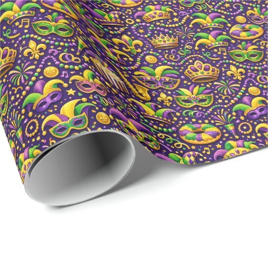 Mardi Gras Chaos‑Konfetti‑Wrap‑Rolle Geschenkpapier (Rolleneckpunkt)