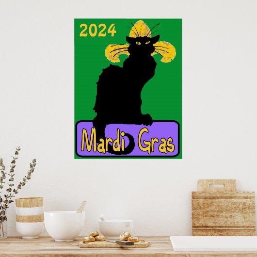 Mardi Gras Chat Noir, Bearbeitungsdatum Poster (Küche)