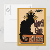 Mardi Gras Chat Noir Personalize Postkarte (Vorne/Hinten)