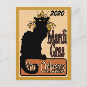 Mardi Gras Chat Noir Personalize Postkarte