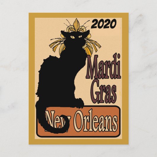 Mardi Gras Chat Noir Personalize Postkarte (Vorderseite)