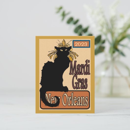 Mardi Gras Chat Noir Postcard Postkarte (Stehend Vorderseite)