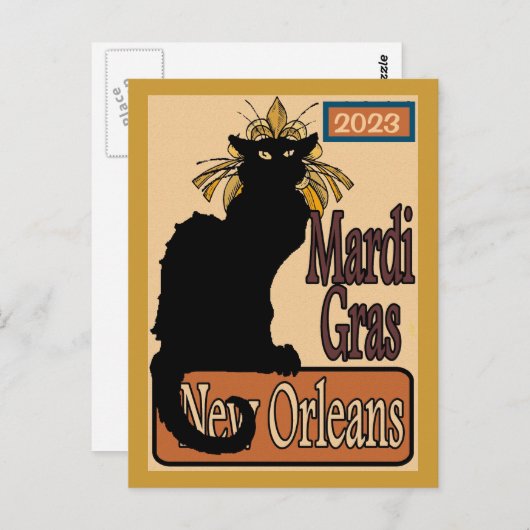Mardi Gras Chat Noir Postcard Postkarte (Vorne/Hinten)