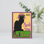 Mardi Gras Chat Noir, Text hinzufügen Postkarte (Stehend Vorderseite)