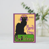 Mardi Gras Chat Noir, Text Postkarte hinzufügen (Stehend Vorderseite)