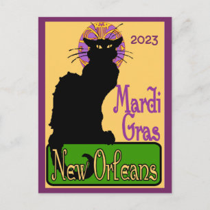 Mardi Gras Chat Noir, Text Postkarte hinzufügen