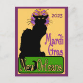 Mardi Gras Chat Noir, Text Postkarte hinzufügen (Vorderseite)