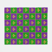 Mardi Gras Checkered Lilie Fleece Blanket (Vorderseite (Horizontal))