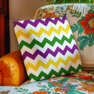 Mardi Gras Chevron-Muster Kissen