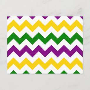 Mardi Gras Chevron-Muster Postkarte