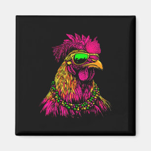 Mardi Gras Chicken Sungles Beads Bauer Magnet