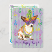 Mardi Gras Chihuahua Einladung (Vorne/Hinten)