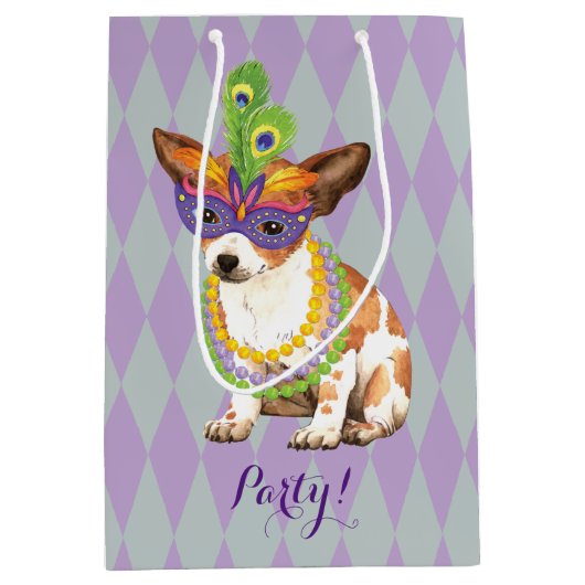 Mardi Gras Chihuahua Mittlere Geschenktüte (Vorderseite)