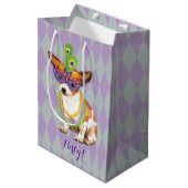 Mardi Gras Chihuahua Mittlere Geschenktüte (Vorderseite Schrägansicht)