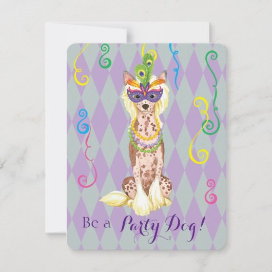 Mardi Gras Chinese Crested Einladung (Vorderseite)